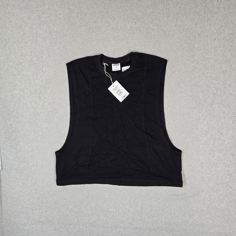 Gymshark Men Tank Top XL Black Premium Lifting Boxy Cut Off Tank Oversized NWT